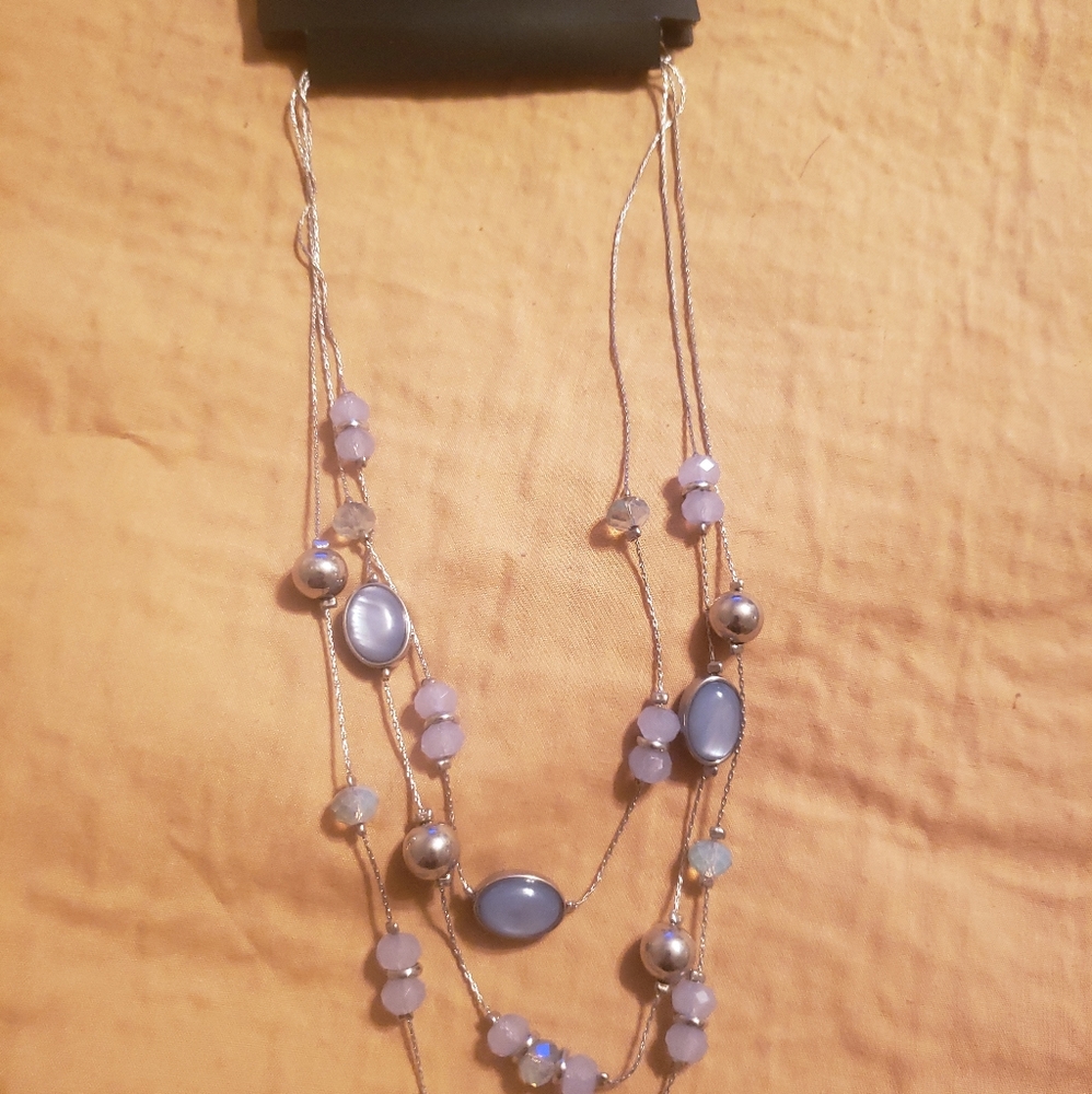 Baby blue fashion 3 chain necklace